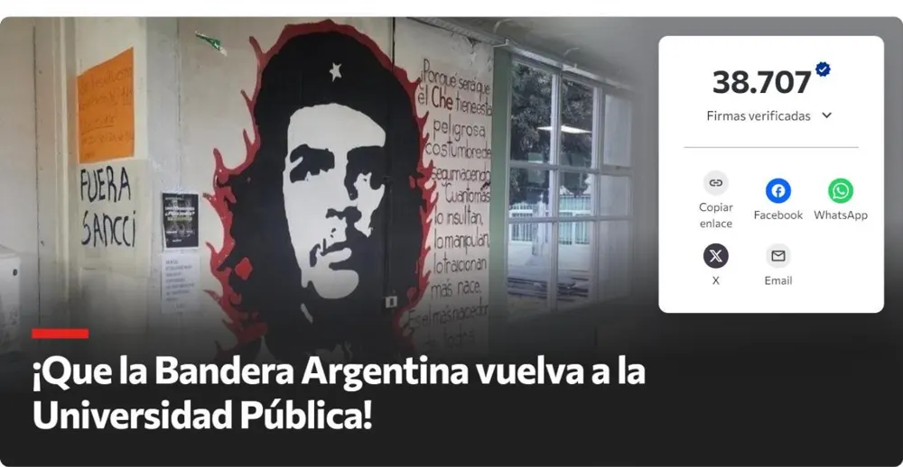 Petición ¡Que la Bandera Argentina vuelva a la Universidad Pública! con 38.707 firmas verificadas